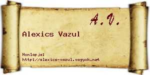 Alexics Vazul névjegykártya